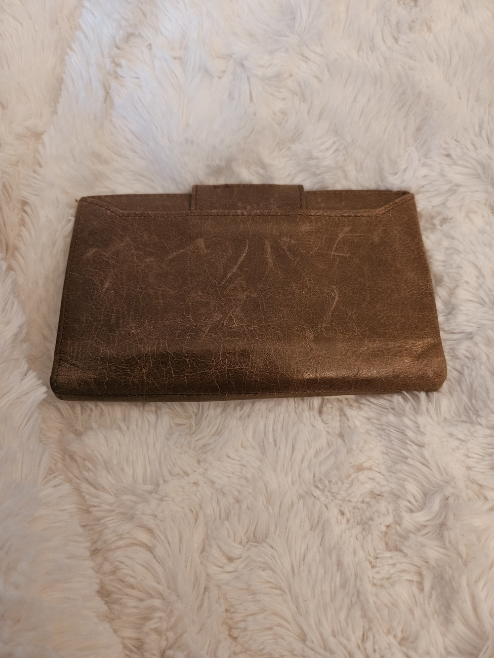 HOBO☆Classic Brown Leather Kiss-Lock Wallet Clutch - Picture 2 of 5